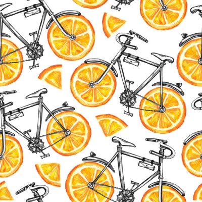 Behang Fietsen met oranje pinnen