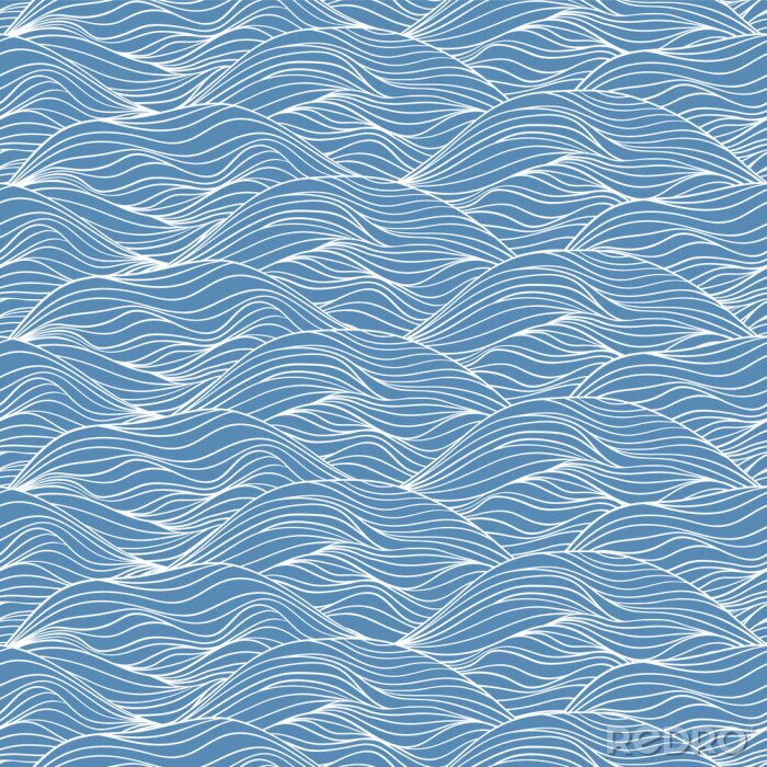 Behang Fijne blauwe golven met strepen