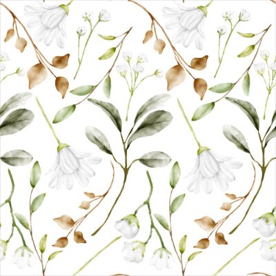 Behang Fijne bloemen en herfstgrassen