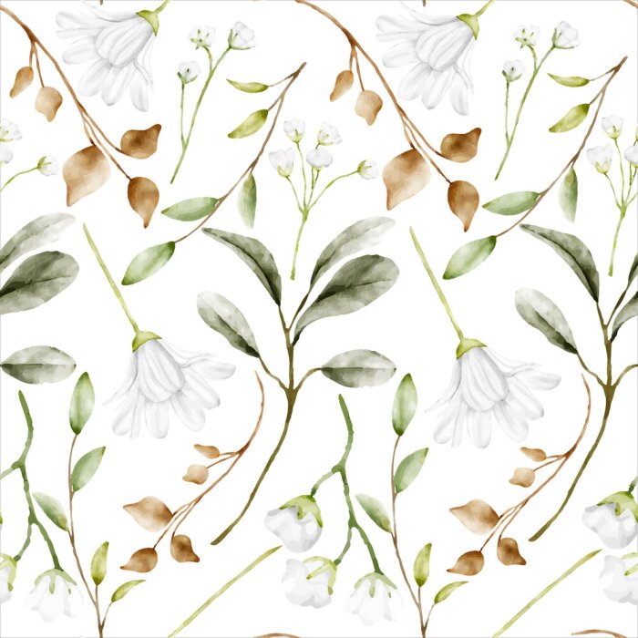 Behang Fijne bloemen en herfstgrassen