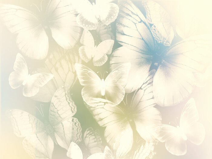 Behang Fijne crèmekleurige vlinders