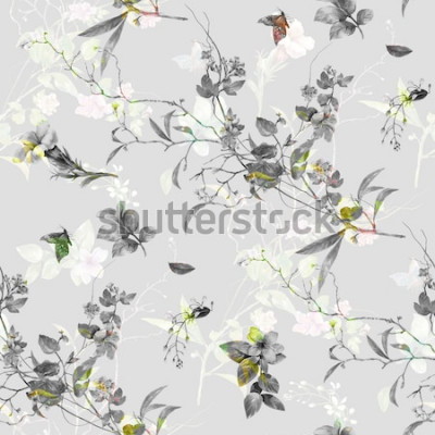 Behang Fijne takjes met bladeren