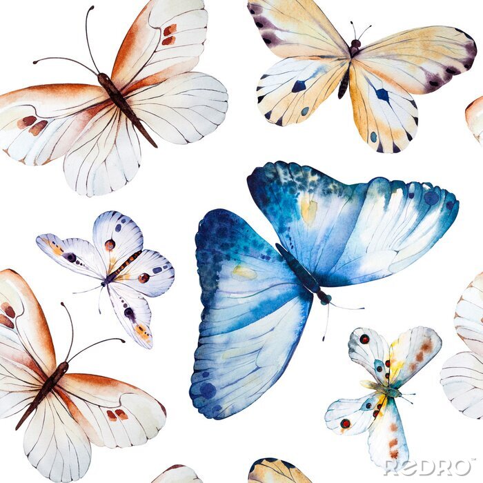 Behang Fijne vlinders in vintage stijl