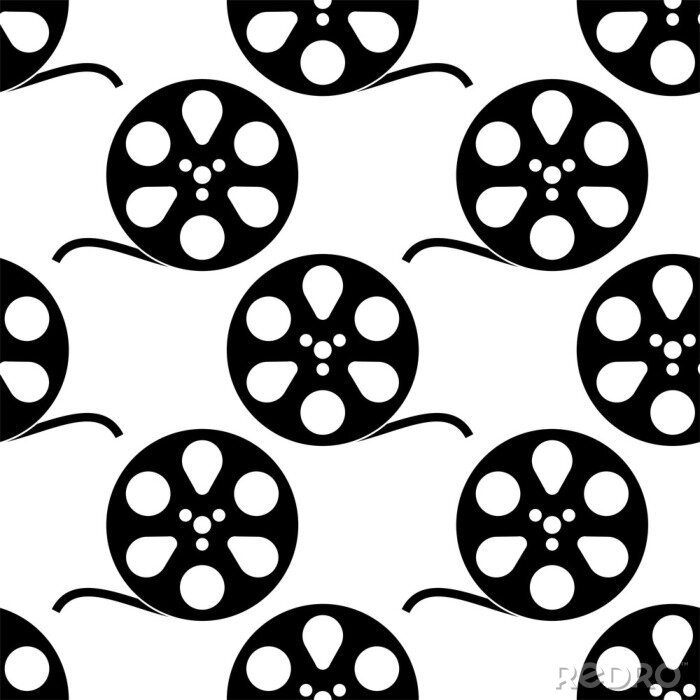 Behang Film Reel Icon, Cinema Movie Reel Icon Seamless Pattern