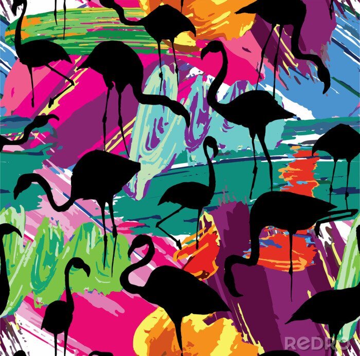 Behang flamingo pattern