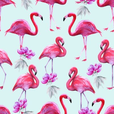 Flamingo's en bloemen thema