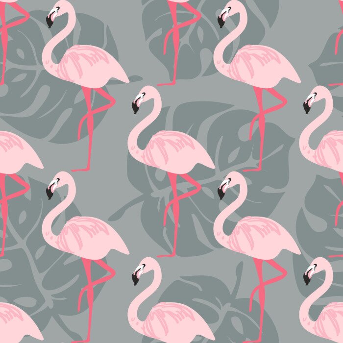 Behang Flamingo's op één poot