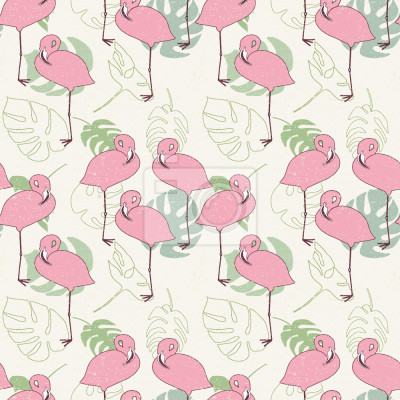 Behang Flamingo's Tropical En Bladeren