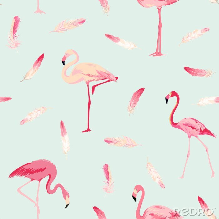 Behang Flamingo veren