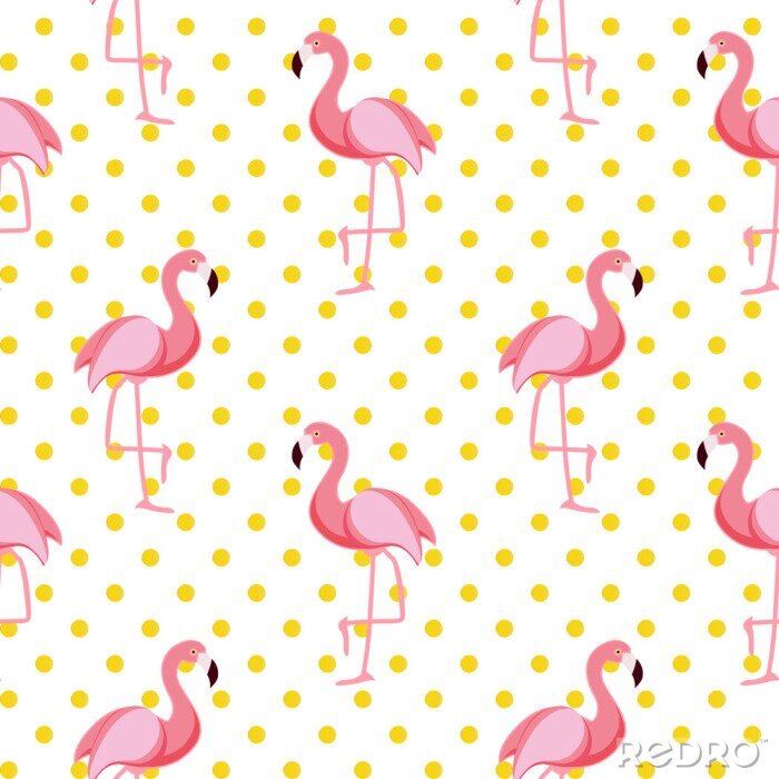 Behang Flamingovogels en gele erwten