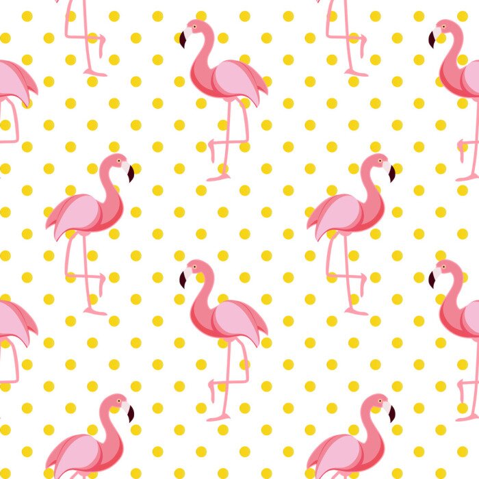 Behang Flamingovogels en gele erwten