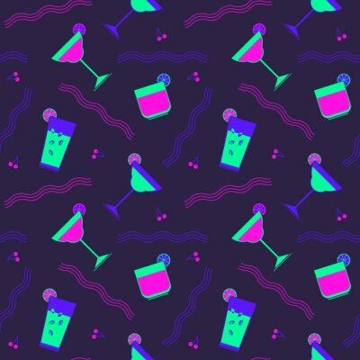 Behang Flat cocktail party vector seamless pattern