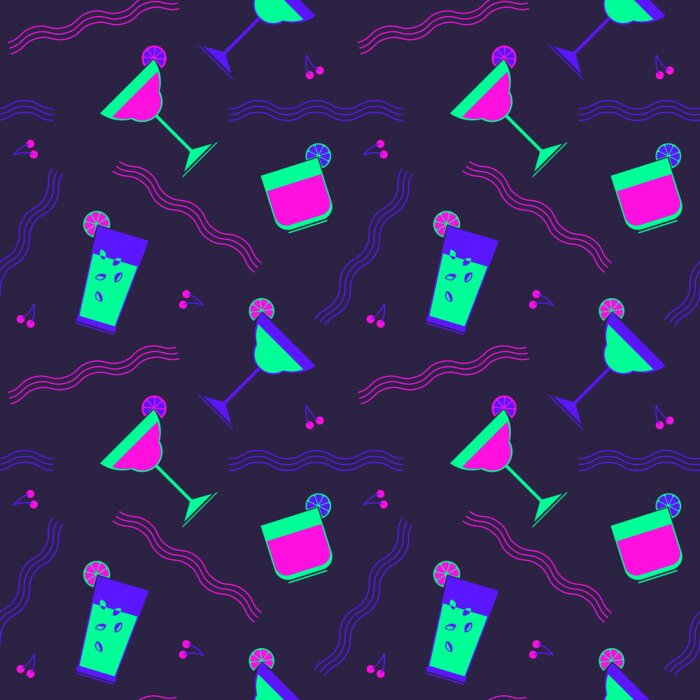 Behang Flat cocktail party vector seamless pattern