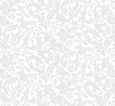 Behang Floral pattern. Wallpaper baroque, damask. Seamless vector background. White and grey ornament.