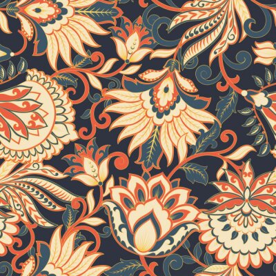 Behang floral vector illustration in damask style. ethnic background