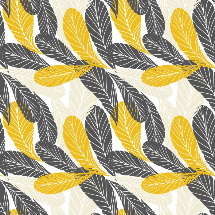 Behang Floral vector naadloze patroon met tropische bladeren.