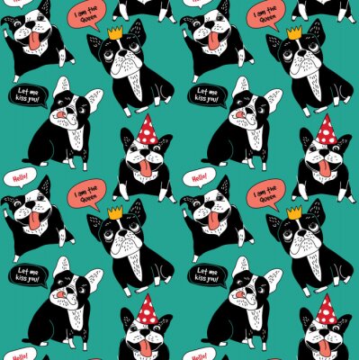 Behang Franse bulldoggen op gekleurde achtergrond