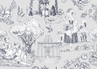 Behang Franse vintage tuin