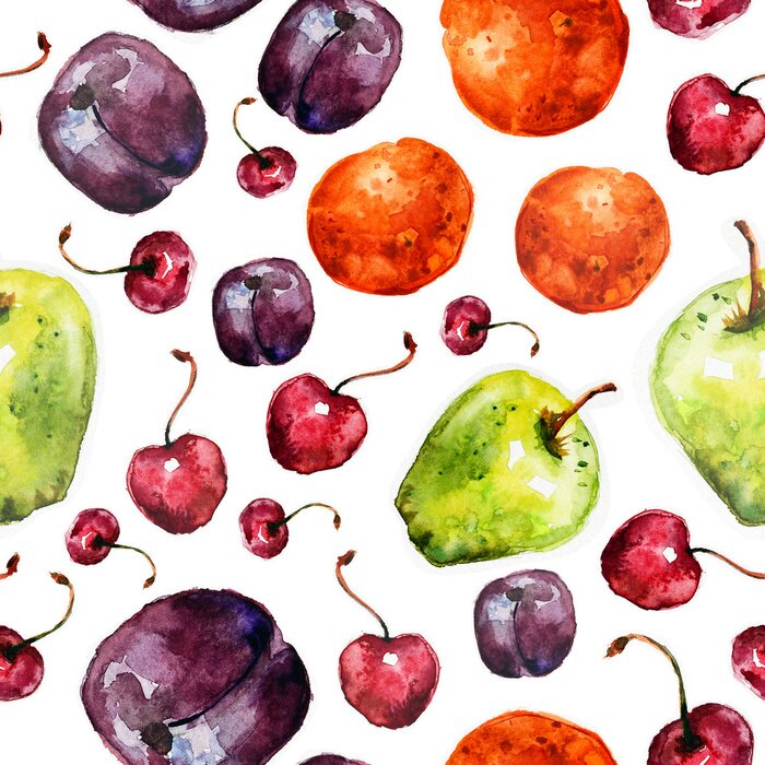 Behang Fruit imiteert aquarel
