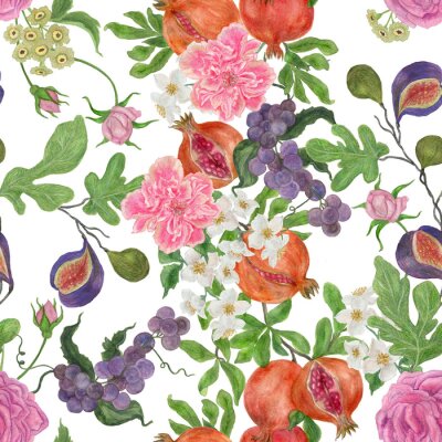 Behang Fruitige bloemige compositie