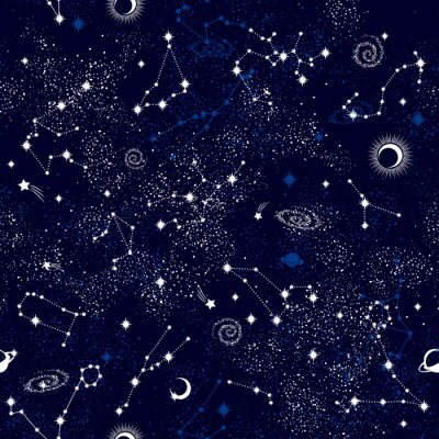 Behang Galaxy constilatie naadloze patroon afdrukken