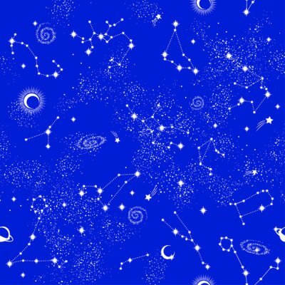 Behang Galaxy constilatie naadloze patroon afdrukken