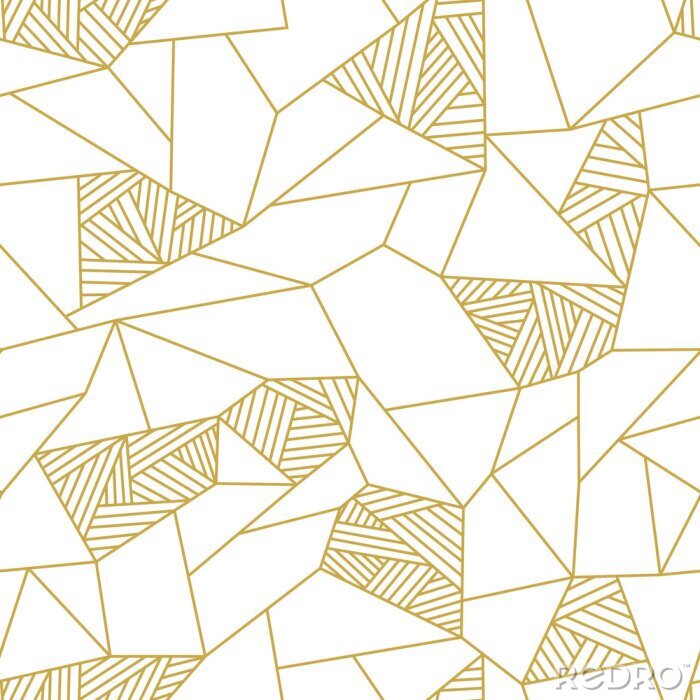 Behang Geel patroon met geometrische driehoeksvormen