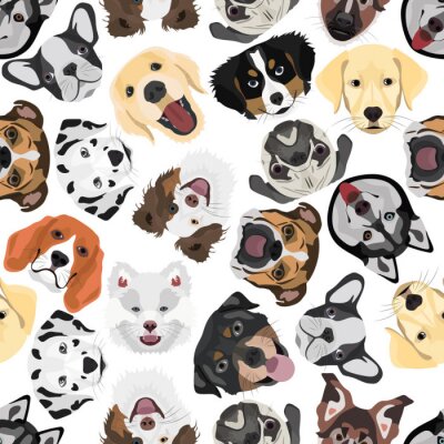 Behang Geïllustreerde hondenkoppen