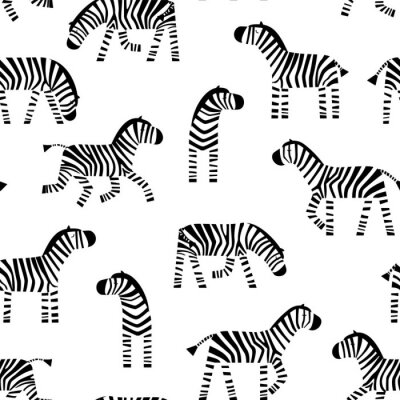 Behang Geïllustreerde zebra's in verschillende posities