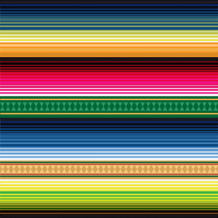 Behang Gekleurd mexicaans strepen patroon met decoraties