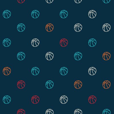 Behang gekleurde basketbal patroon