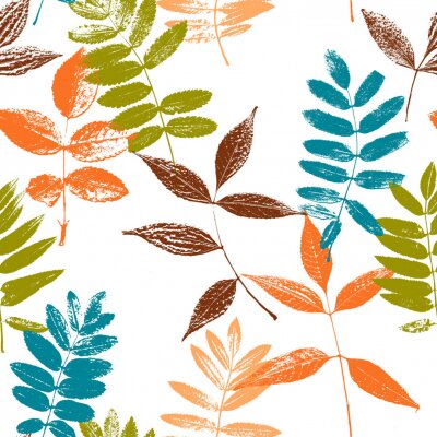 Behang Gekleurde contouren van bladeren