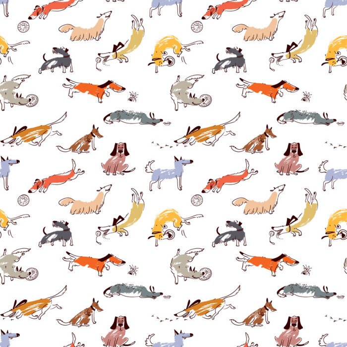 Behang Gekleurde geschilderde honden