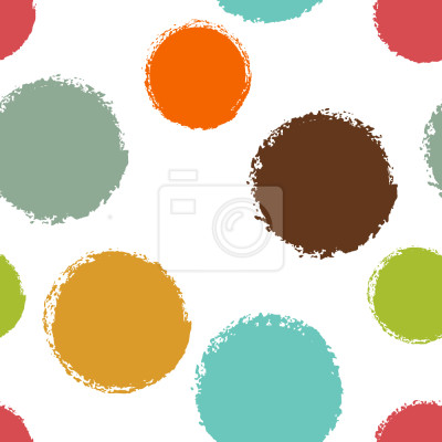 Behang Gekleurde grote geschilderde cirkels op een witte achtergrond