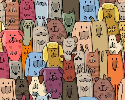 Behang Gekleurde honden zittend in een rij