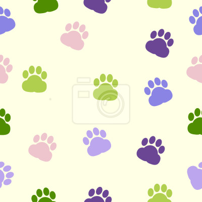 Behang Gekleurde hondenpoten op beige achtergrond