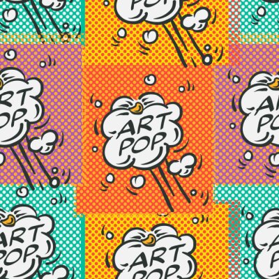 Behang Gekleurde kubussen met tekstballonnen in pop-artstijl
