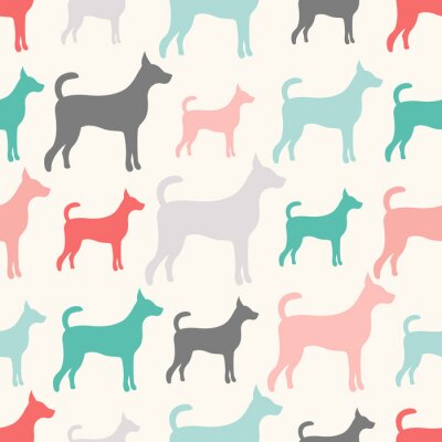 Behang Gekleurde silhouetten van honden