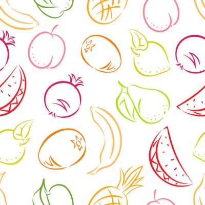 Behang Gekleurde streken van fruit op een witte achtergrond