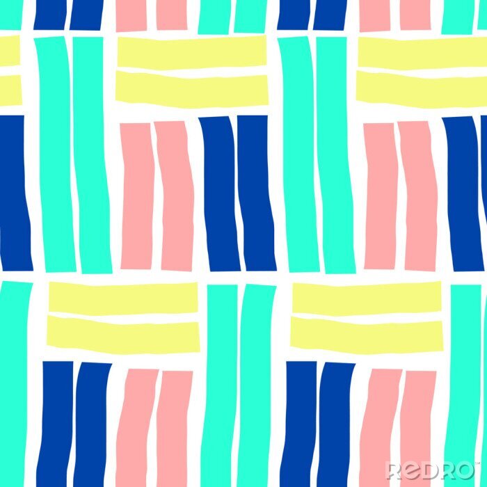 Behang Gekleurde strepen horizontaal en verticaal patroon