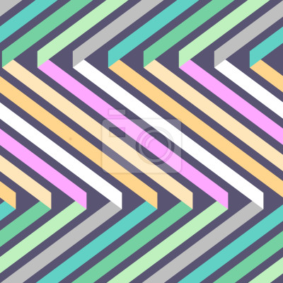 Behang Gekleurde strepenmotief gerangschikt in een zigzag patroon