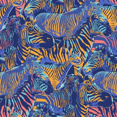 Behang Gekleurde zebra's in een abstracte stijl