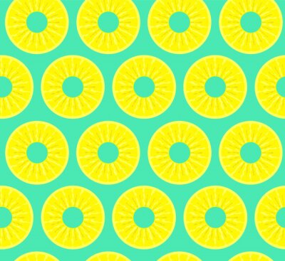 Behang Gele ananasplakken op een blauwe achtergrond