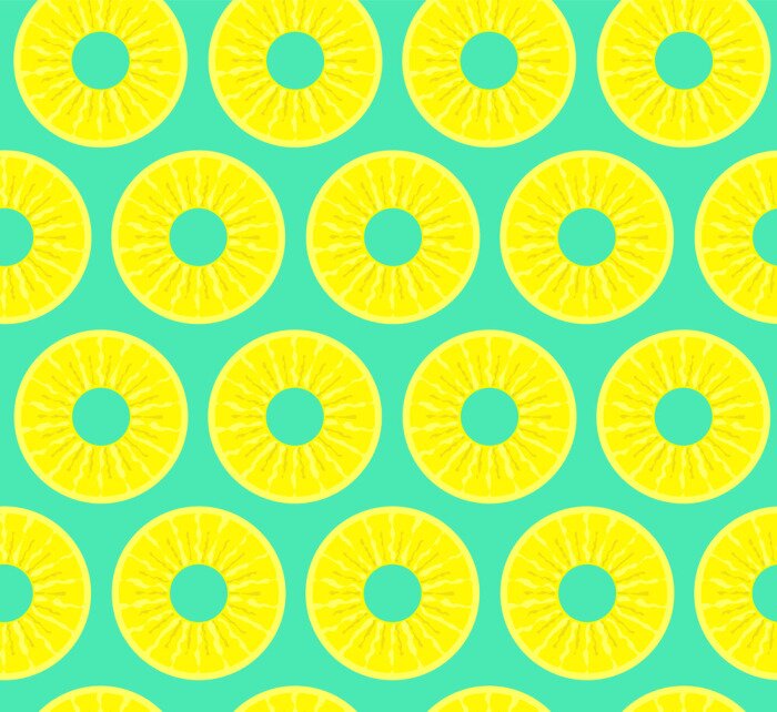 Behang Gele ananasplakken op een blauwe achtergrond