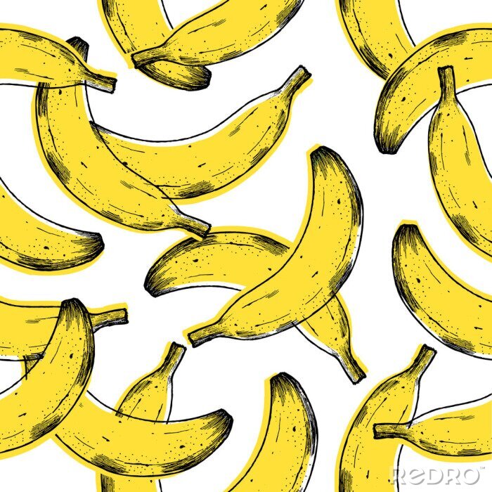 Behang Gele bananen op een witte achtergrond