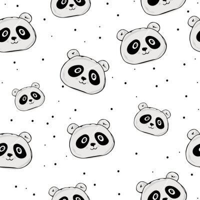 Behang Gelukkig panda's minimalistisch patroon voor kinderen