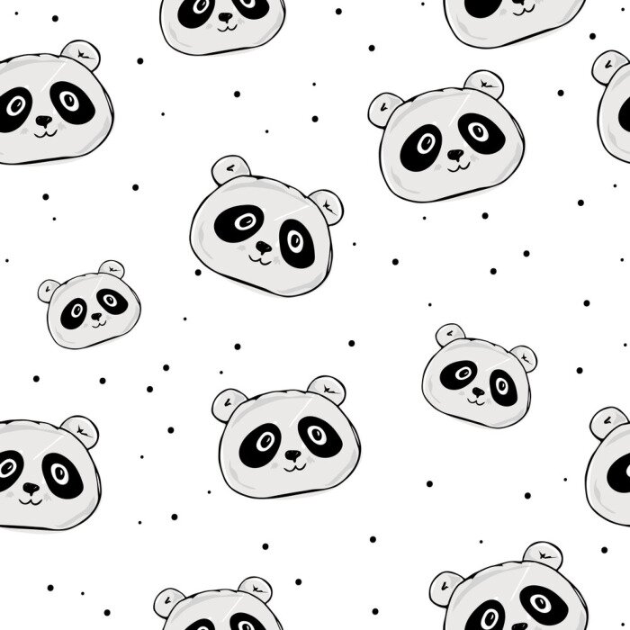 Behang Gelukkig panda's minimalistisch patroon voor kinderen