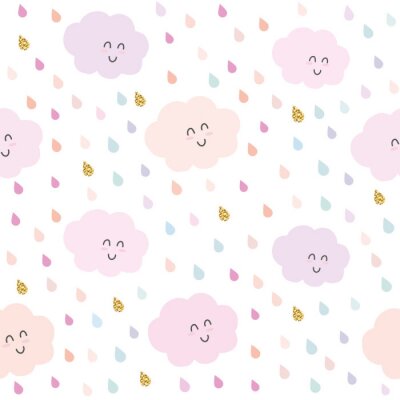 Behang Gelukkig regenachtige wolken