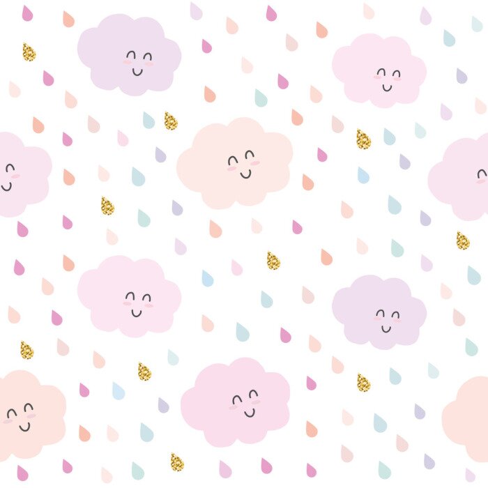 Behang Gelukkig regenachtige wolken