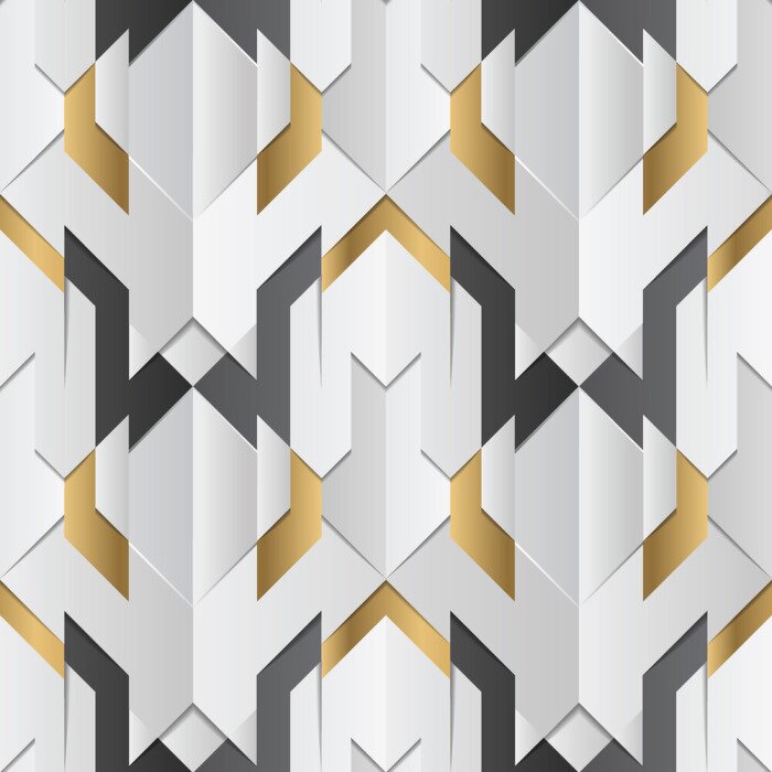Behang Geometric decor stripes white and golden element